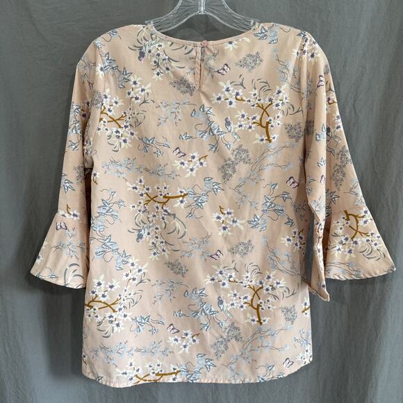 Harpa Peach Pink Floral Bell Sleeve‎ Blouse Boho Romantic Top Size Medium - Picture 7 of 12